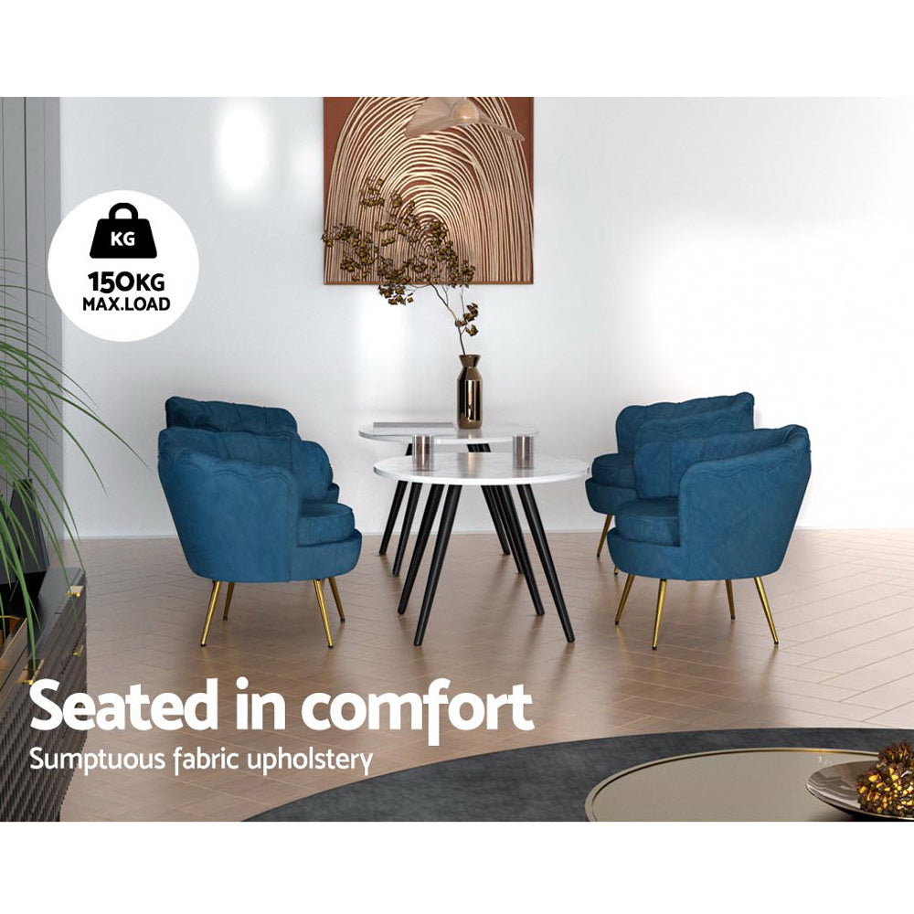 Artiss Armchair Lounge Chair Accent Retro Armchairs Lounge Shell Velvet Navy Artiss