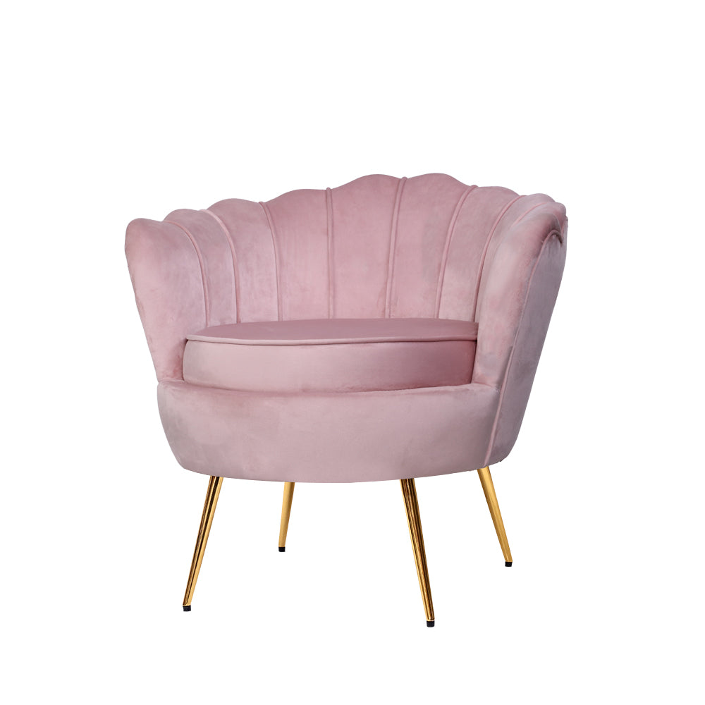 Artiss Armchair Lounge Chair Accent Armchairs Retro Single Sofa Velvet Pink freeshipping - Awezingly