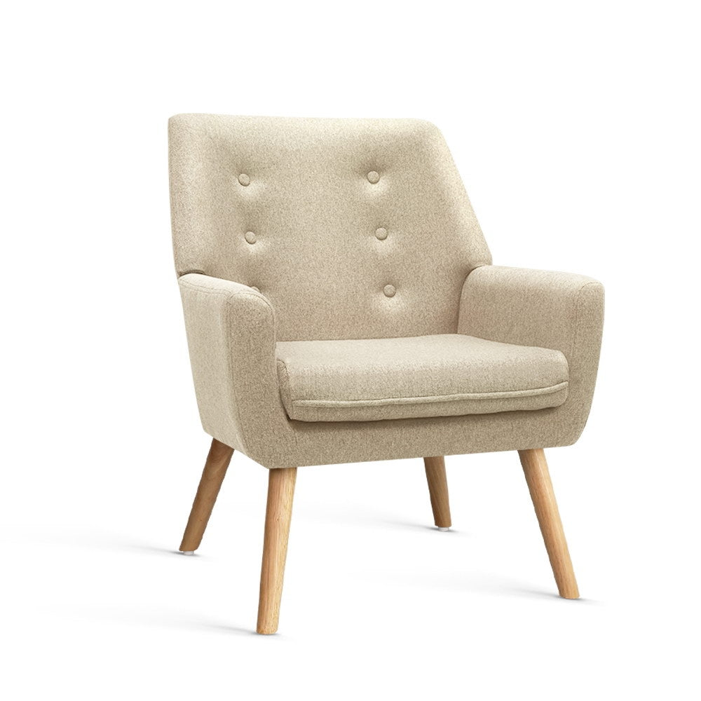 Artiss Fabric Dining Armchair - Beige freeshipping - Awezingly