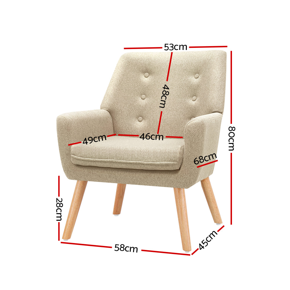 Artiss Fabric Dining Armchair - Beige freeshipping - Awezingly