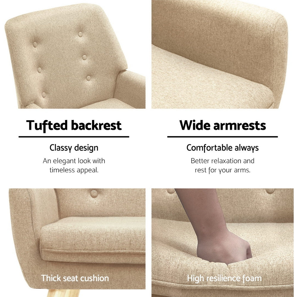 Artiss Fabric Dining Armchair - Beige freeshipping - Awezingly