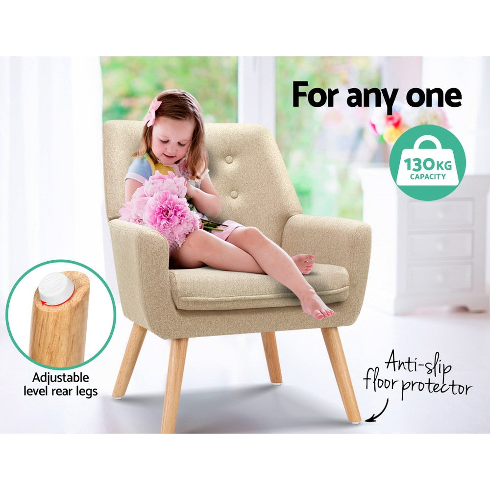 Artiss Fabric Dining Armchair - Beige freeshipping - Awezingly