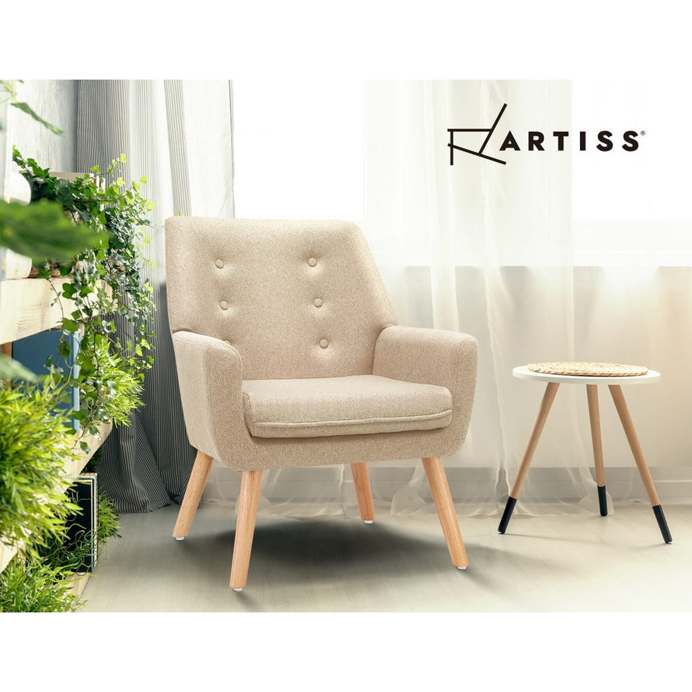 Artiss Fabric Dining Armchair - Beige freeshipping - Awezingly