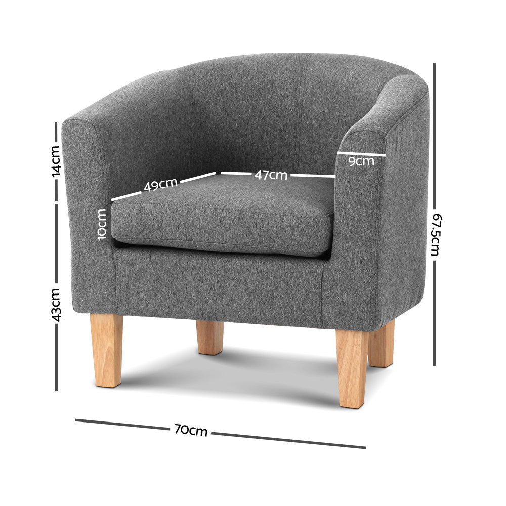 Artiss Abby Fabric Armchair - Grey freeshipping - Awezingly