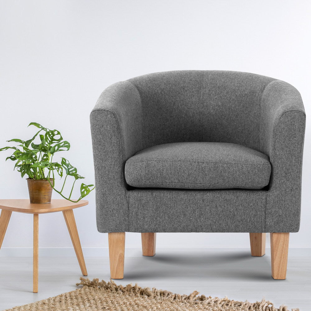 Artiss Abby Fabric Armchair - Grey freeshipping - Awezingly