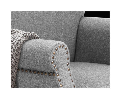 Artiss Armchair Accent Chair Retro Armchairs Linen Fabric Seat Grey freeshipping - Awezingly
