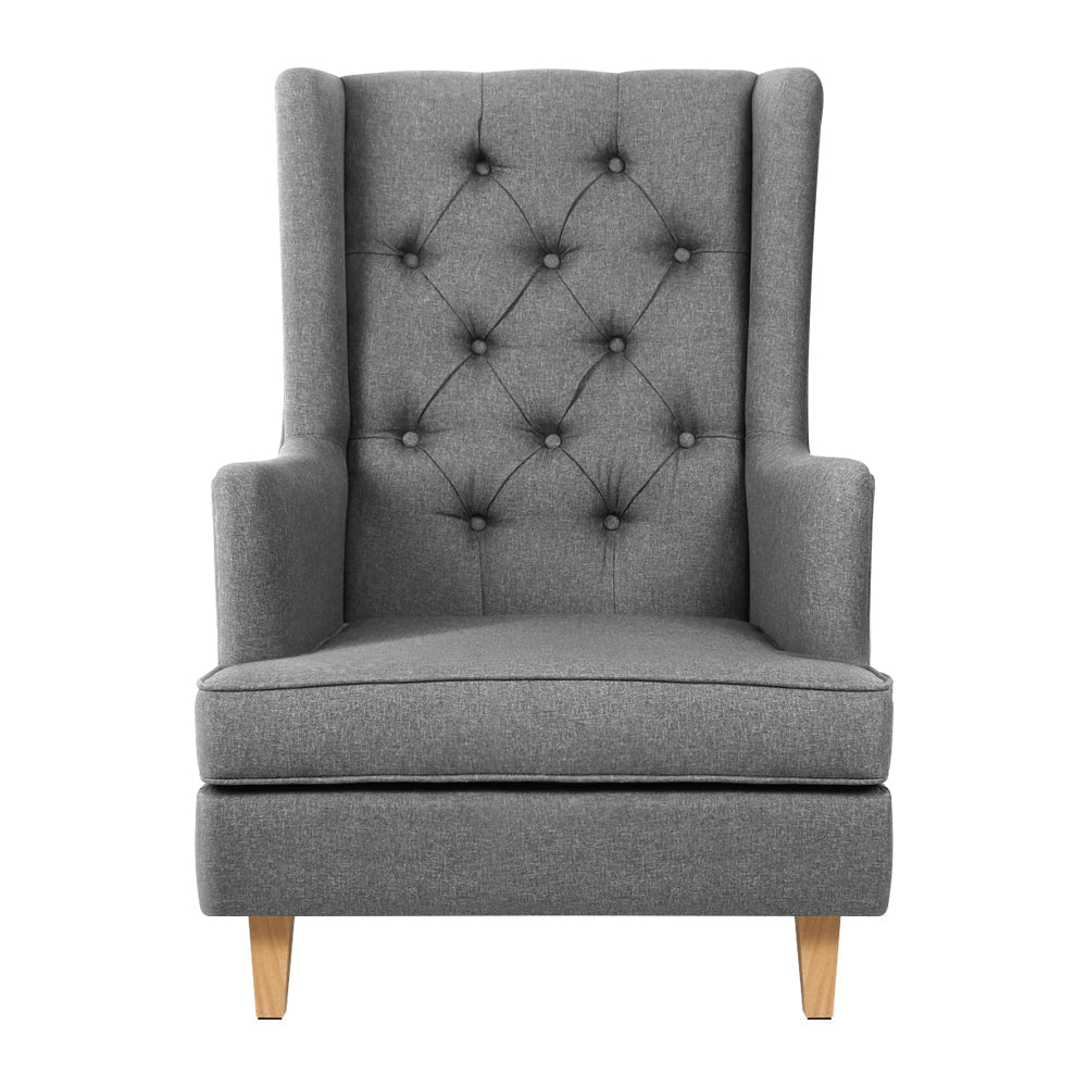 Artiss Rocking Armchair Feeding Chair Linen Fabric Armchairs Lounge Retro Grey Artiss