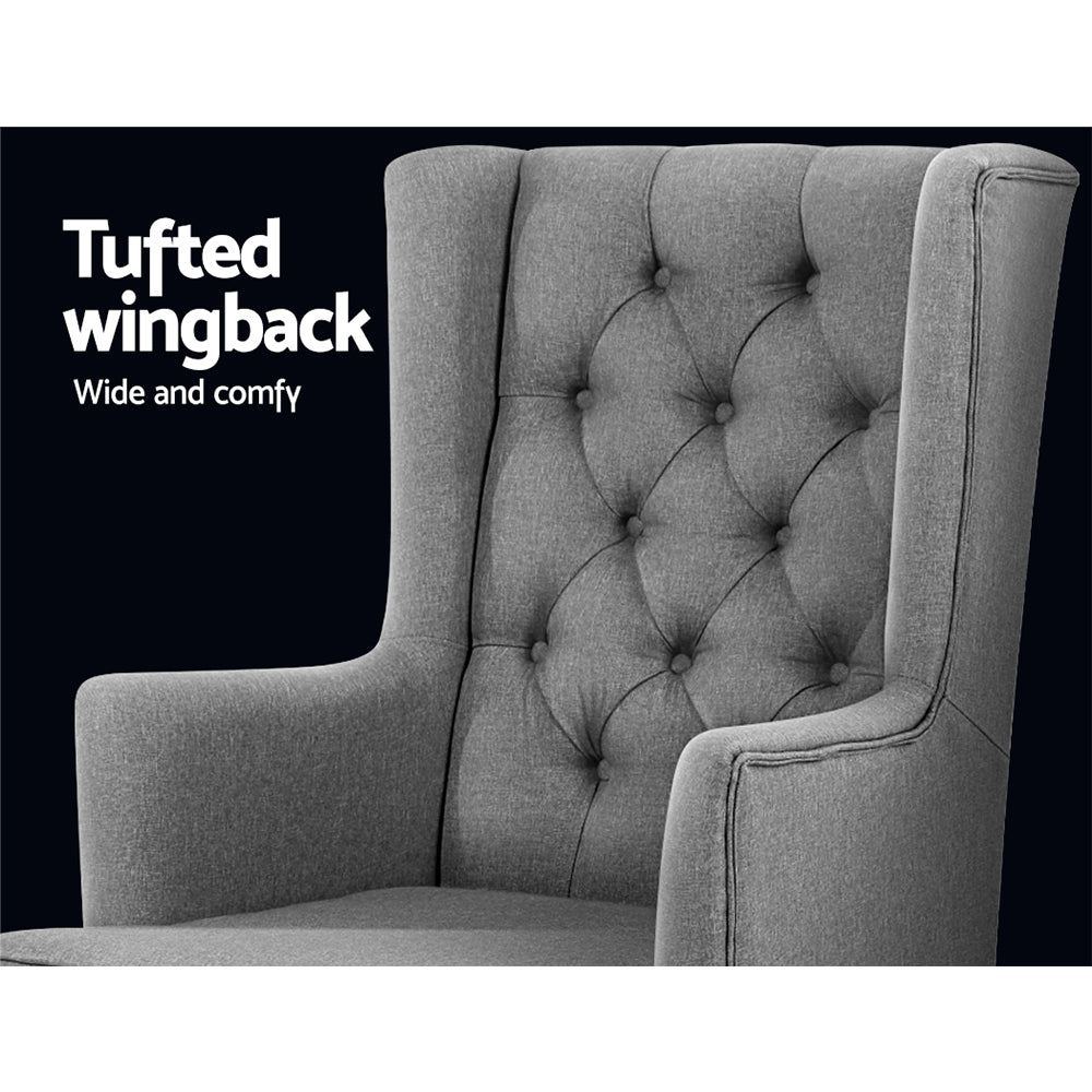 Artiss Rocking Armchair Feeding Chair Linen Fabric Armchairs Lounge Retro Grey Artiss