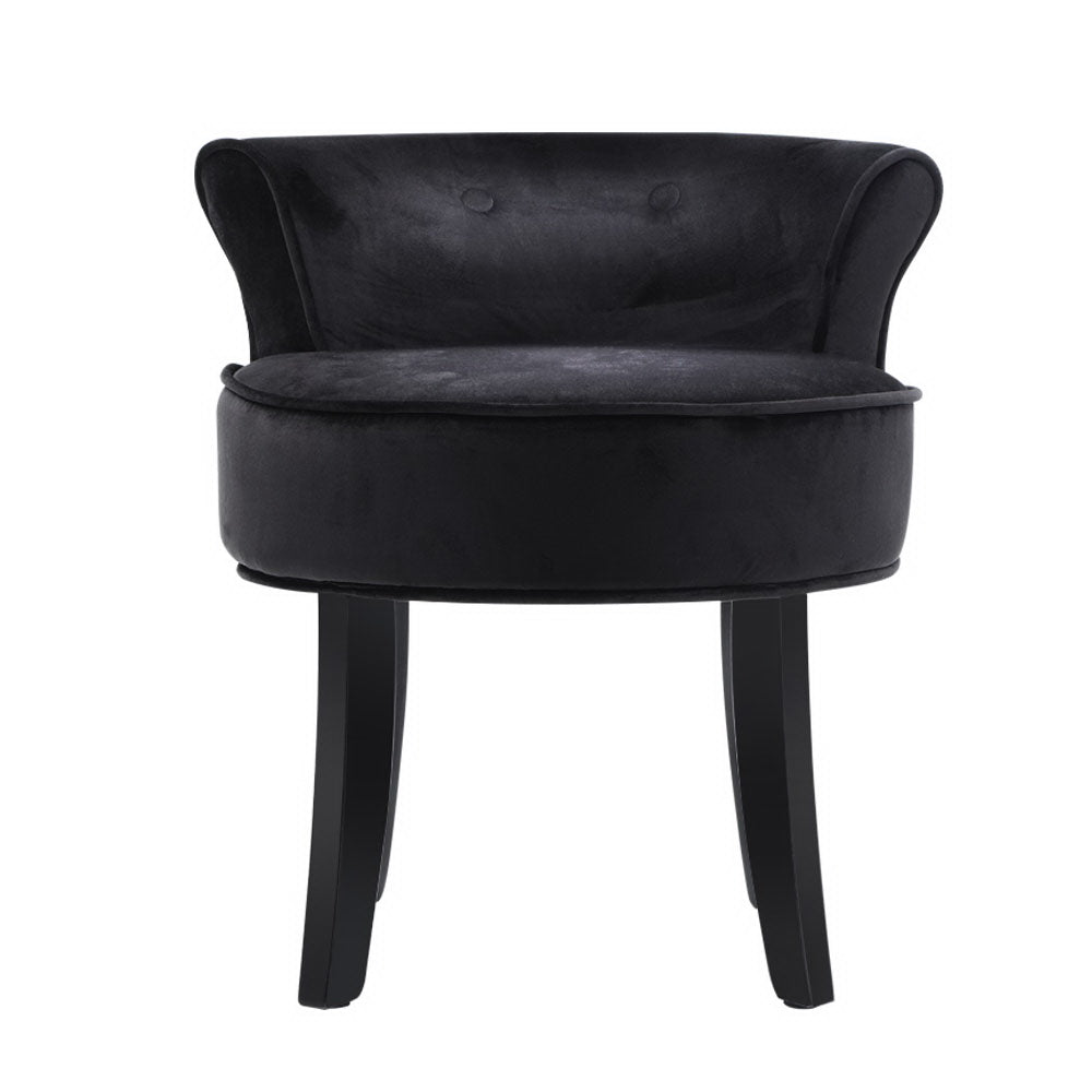 Artiss Velvet Vanity Stool Backrest Stools Dressing Table Chair Makeup Bedroom Black freeshipping - Awezingly