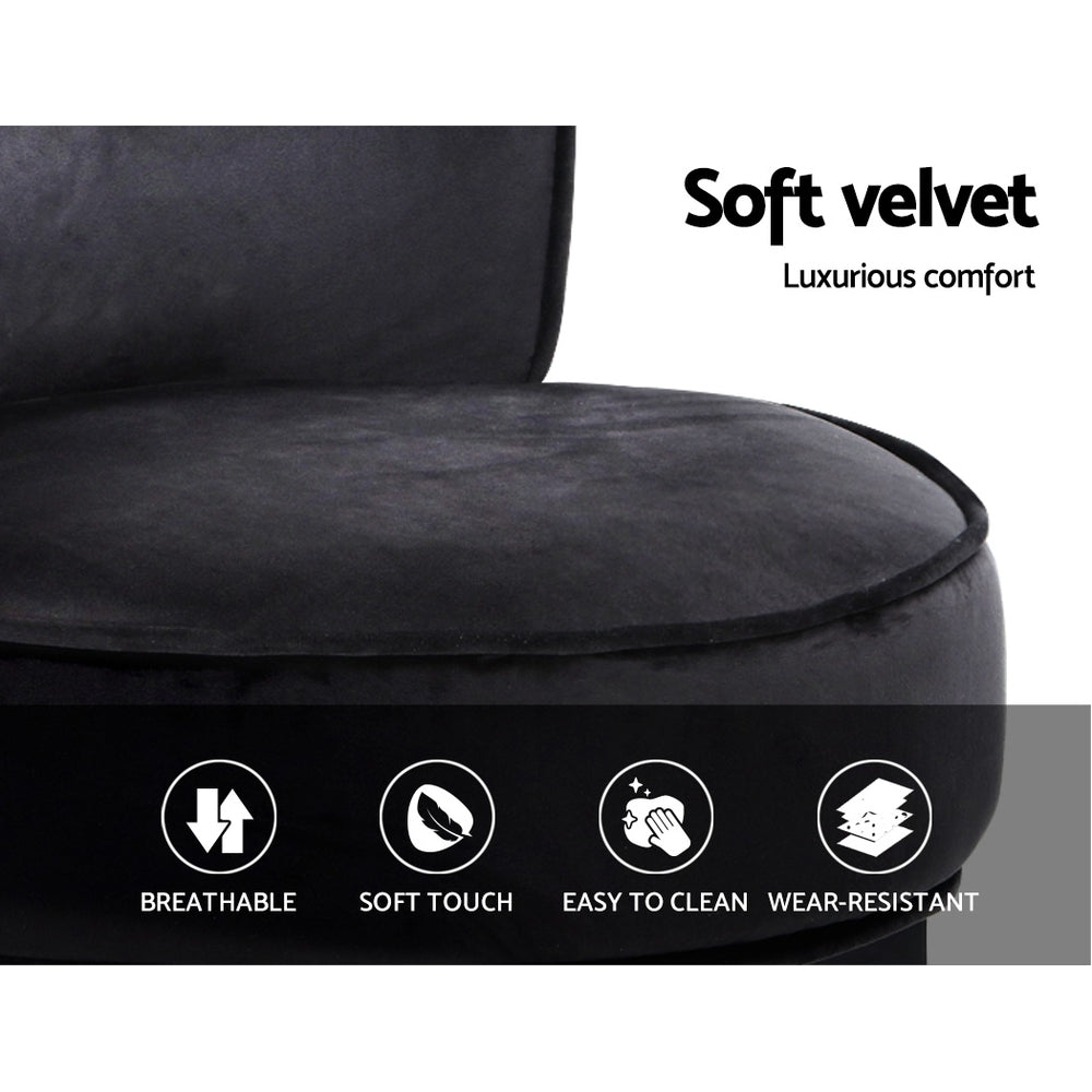 Artiss Velvet Vanity Stool Backrest Stools Dressing Table Chair Makeup Bedroom Black freeshipping - Awezingly
