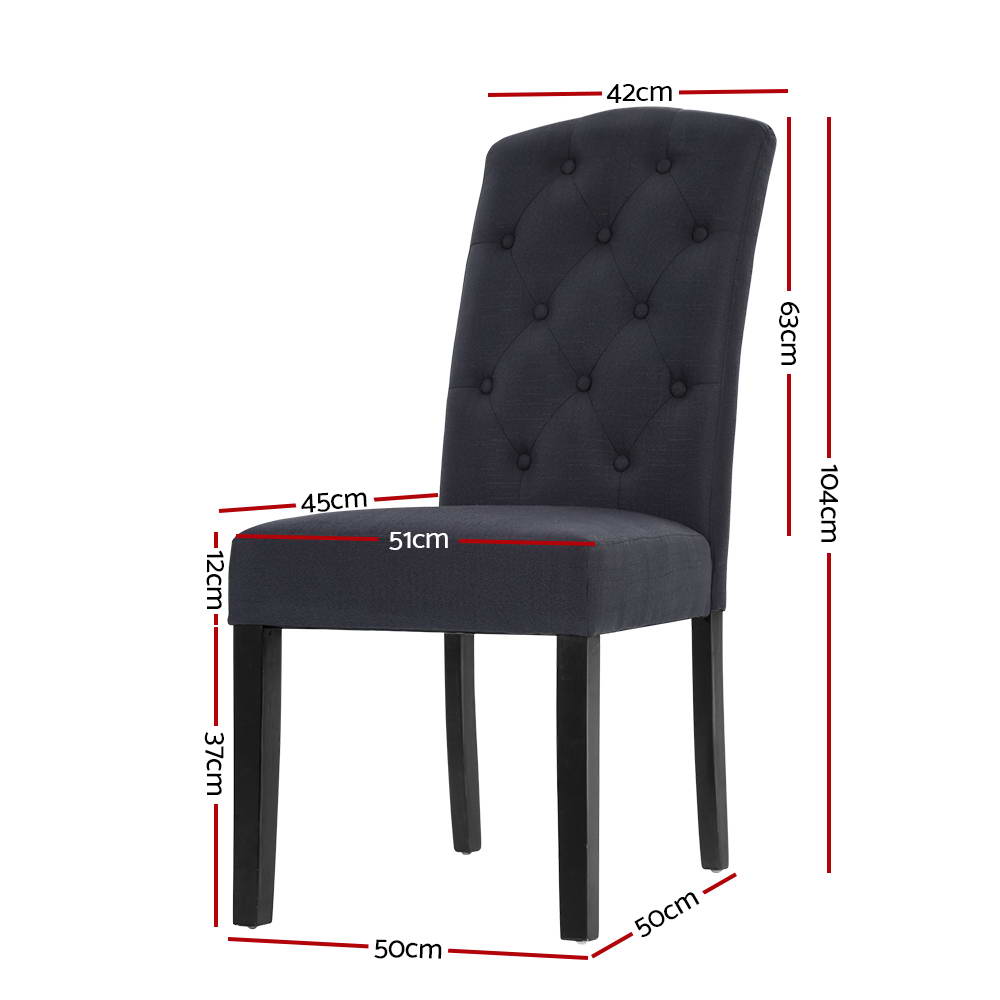 Artiss 2x Dining Chairs French Provincial Fabric Padded High Back Pine Wood Grey freeshipping - Awezingly