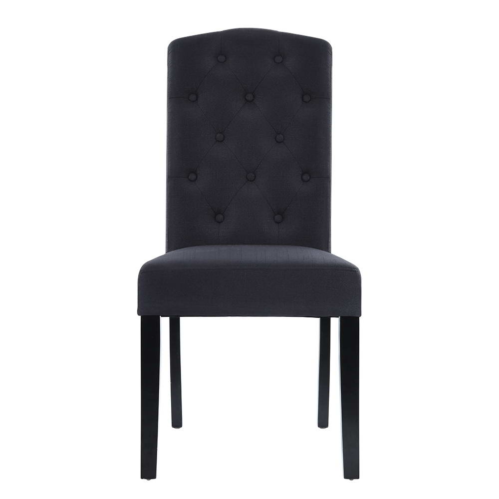 Artiss 2x Dining Chairs French Provincial Fabric Padded High Back Pine Wood Grey freeshipping - Awezingly