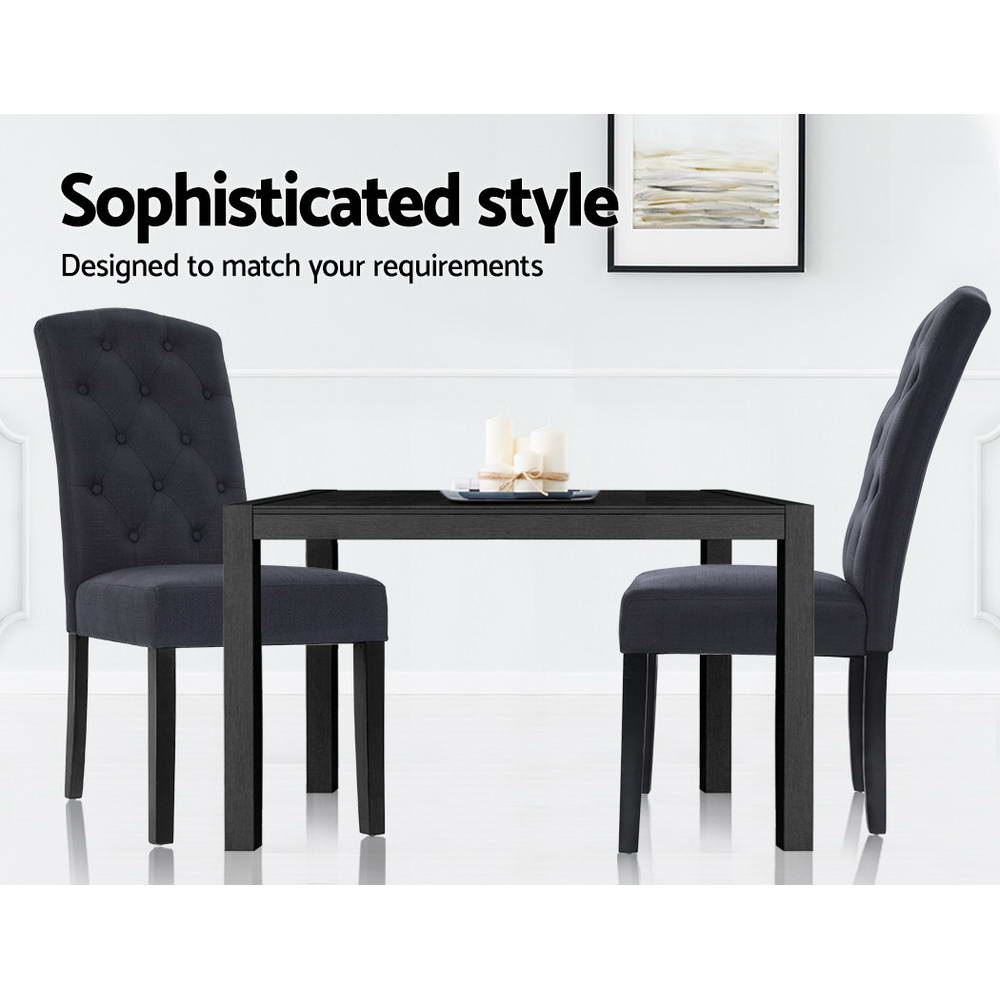 Artiss 2x Dining Chairs French Provincial Fabric Padded High Back Pine Wood Grey freeshipping - Awezingly