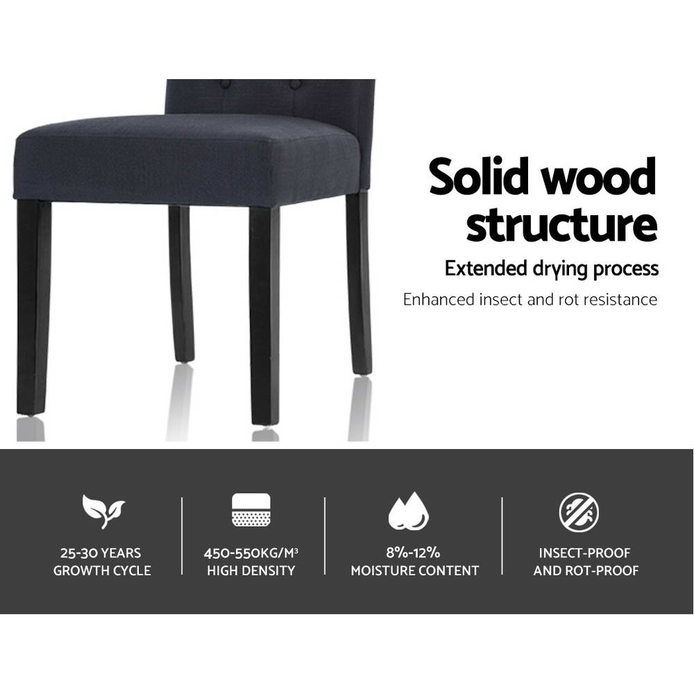 Artiss 2x Dining Chairs French Provincial Fabric Padded High Back Pine Wood Grey freeshipping - Awezingly