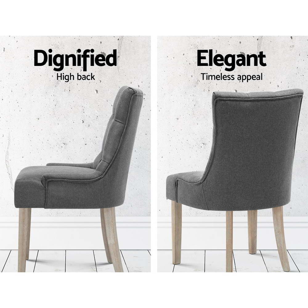 Artiss 2x Dining Chair CAYES French Provincial Chairs Wooden Fabric Retro Cafe freeshipping - Awezingly