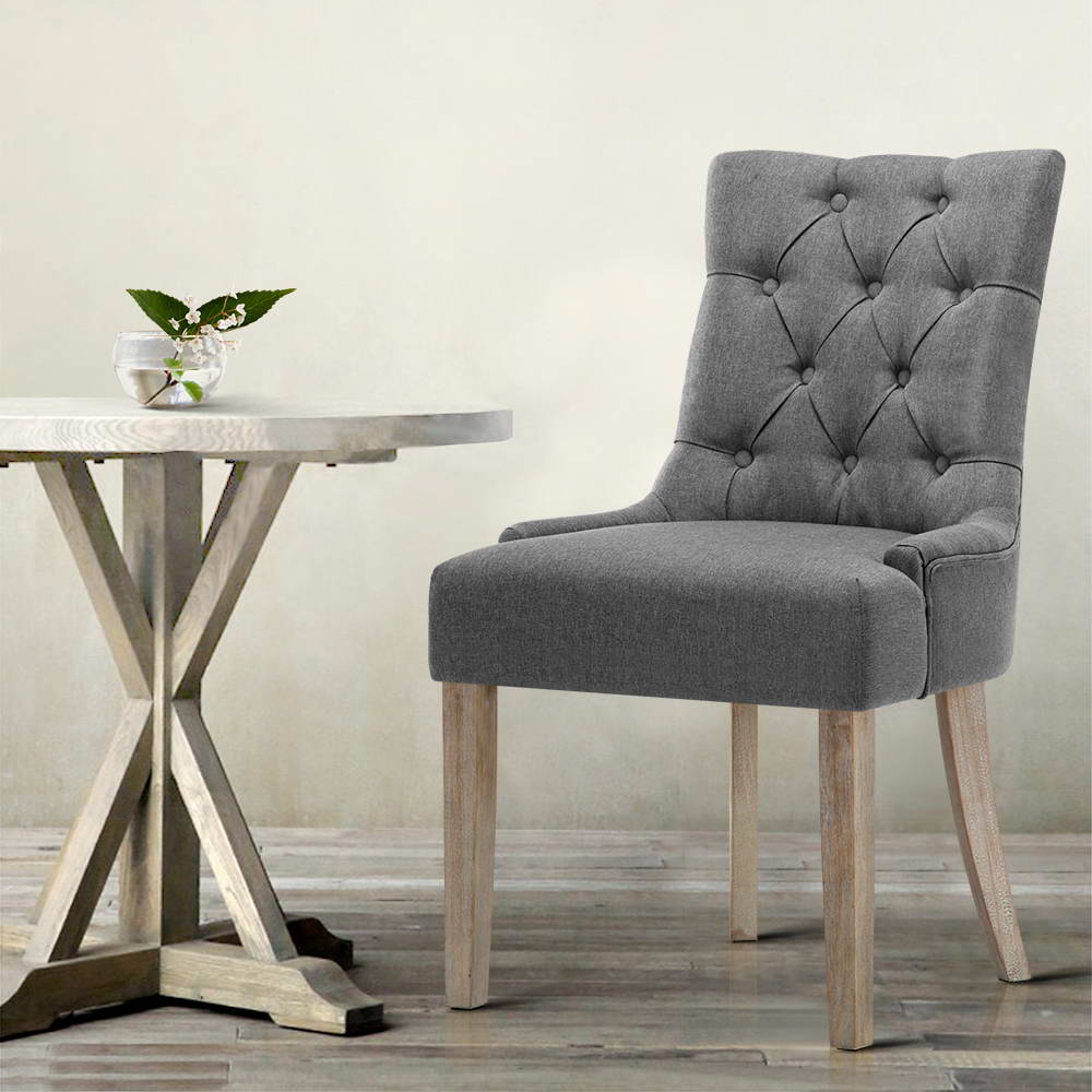Artiss 2x Dining Chair CAYES French Provincial Chairs Wooden Fabric Retro Cafe freeshipping - Awezingly