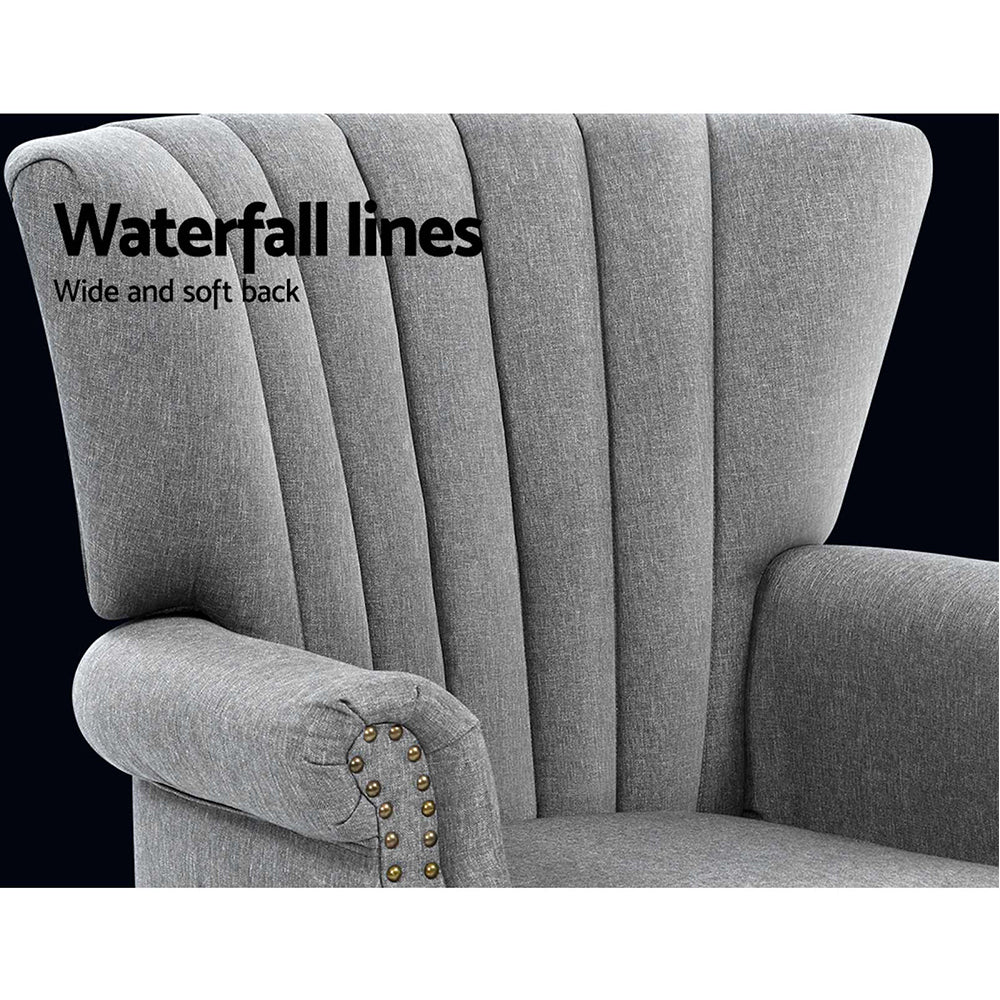 Artiss Upholstered Fabric Armchair Accent Tub Chairs Modern seat Sofa Lounge Grey freeshipping - Awezingly