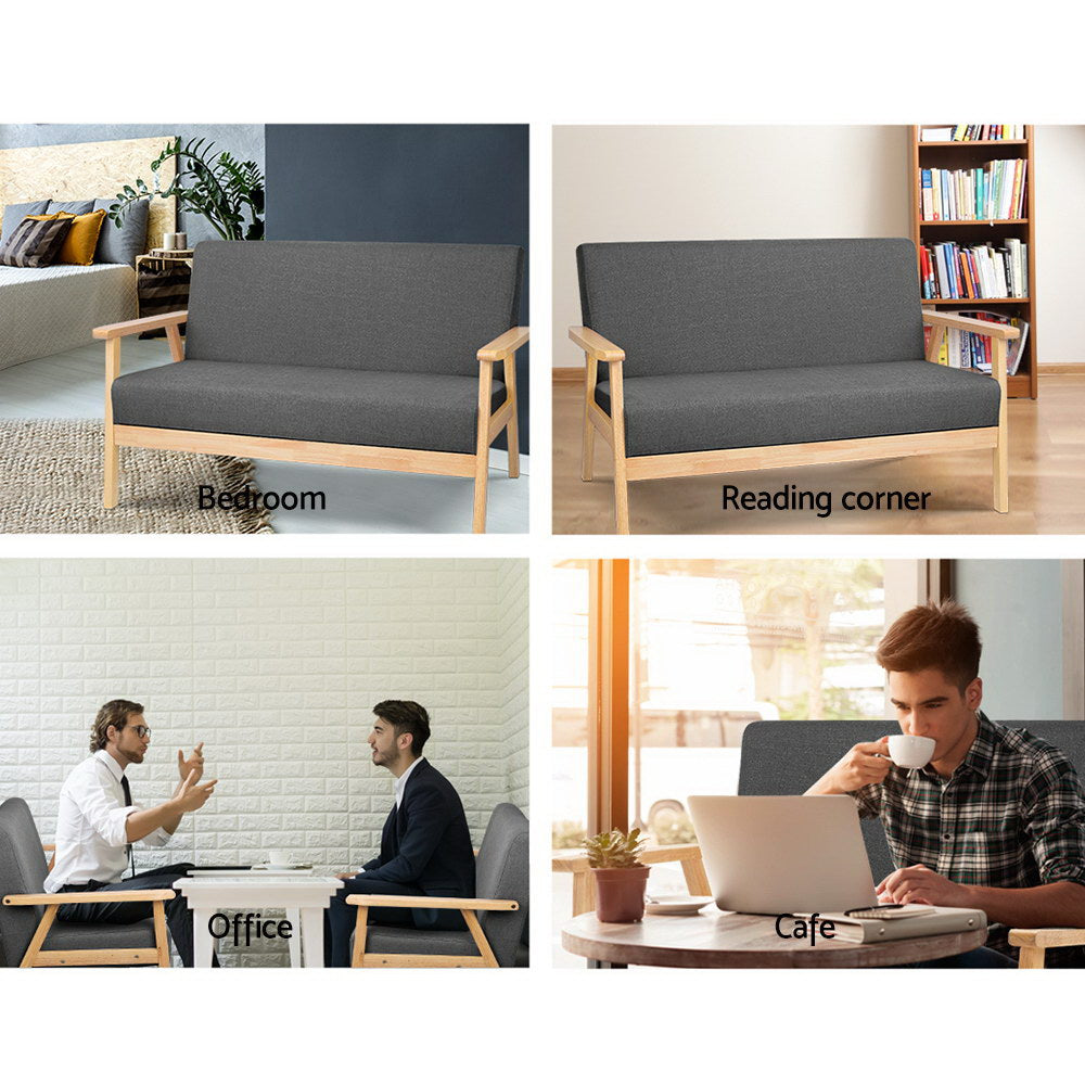 Artiss 2 Seater Fabric Sofa Chair - Grey freeshipping - Awezingly