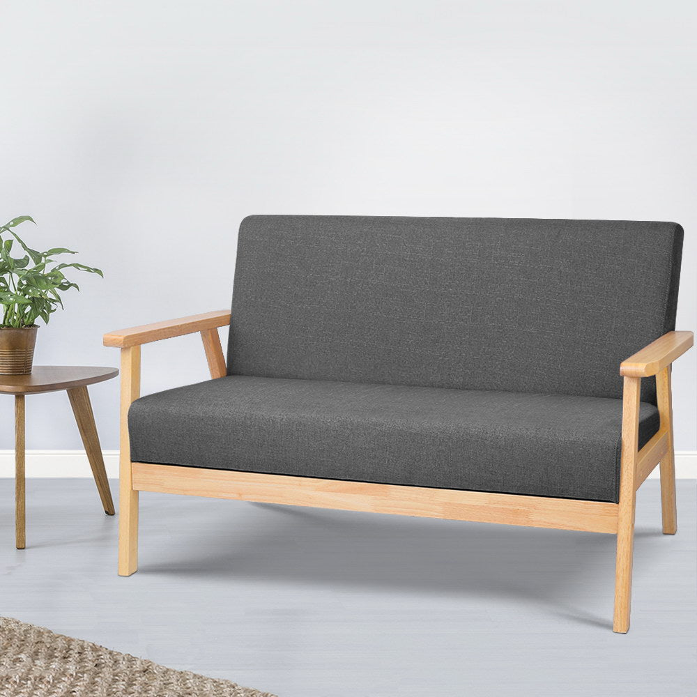 Artiss 2 Seater Fabric Sofa Chair - Grey freeshipping - Awezingly