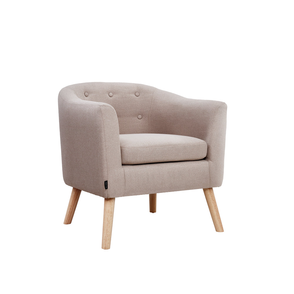 Artiss ADORA Armchair Tub Chair Single Accent Armchairs Sofa Lounge Fabric Beige freeshipping - Awezingly