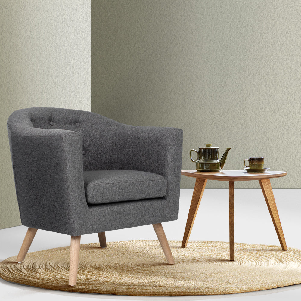 Artiss ADORA Armchair Accent Armchairs Sofa Lounge Fabric Grey freeshipping - Awezingly
