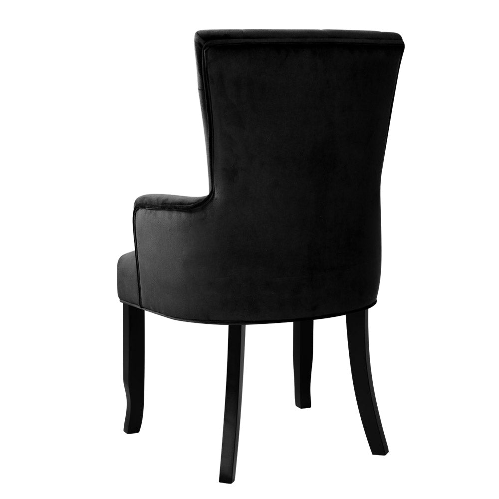 Artiss Dining Chairs French Provincial Chair Velvet Fabric Timber Retro Black freeshipping - Awezingly