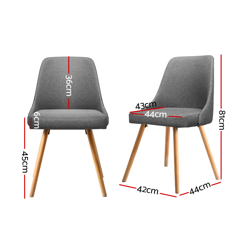 Artiss 2x Replica Dining Chairs Beech Wooden Timber Chair Kitchen Fabric Grey freeshipping - Awezingly