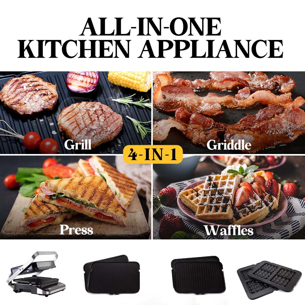 EUROCHEF EUC-CG7 Smart Multi Contact Grill Sandwich Panini Press Maker Fast Cafe Style EuroChef