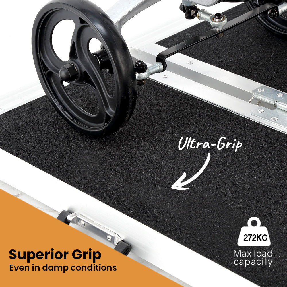 EQUIPMED 182cm Portable Folding Aluminium Access Ramp, 272kg Rated, Black Ultra-Grip, for Wheelchair, Mobility Scooter EQUIPMED