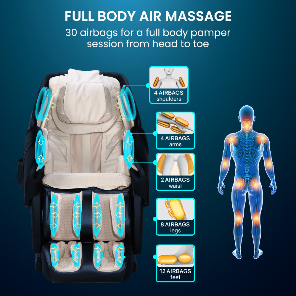 FORTIA Cloud 9 MkII Electric Massage Chair Full Body Zero Gravity with Heat and Bluetooth Navy Blue/Cream Fortia
