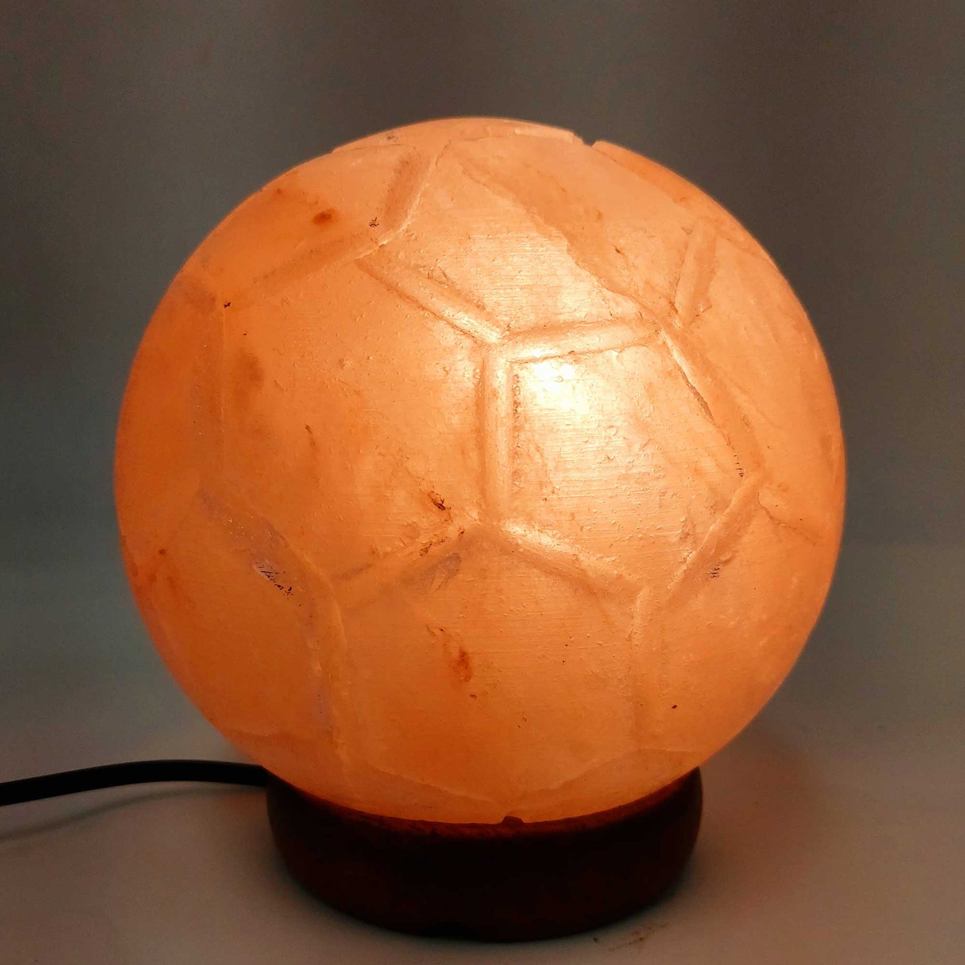 12V 12W Soccer Himalayan Pink Salt Lamp Carved Ball Rock Crystal Light Bulb On/Off Does not apply