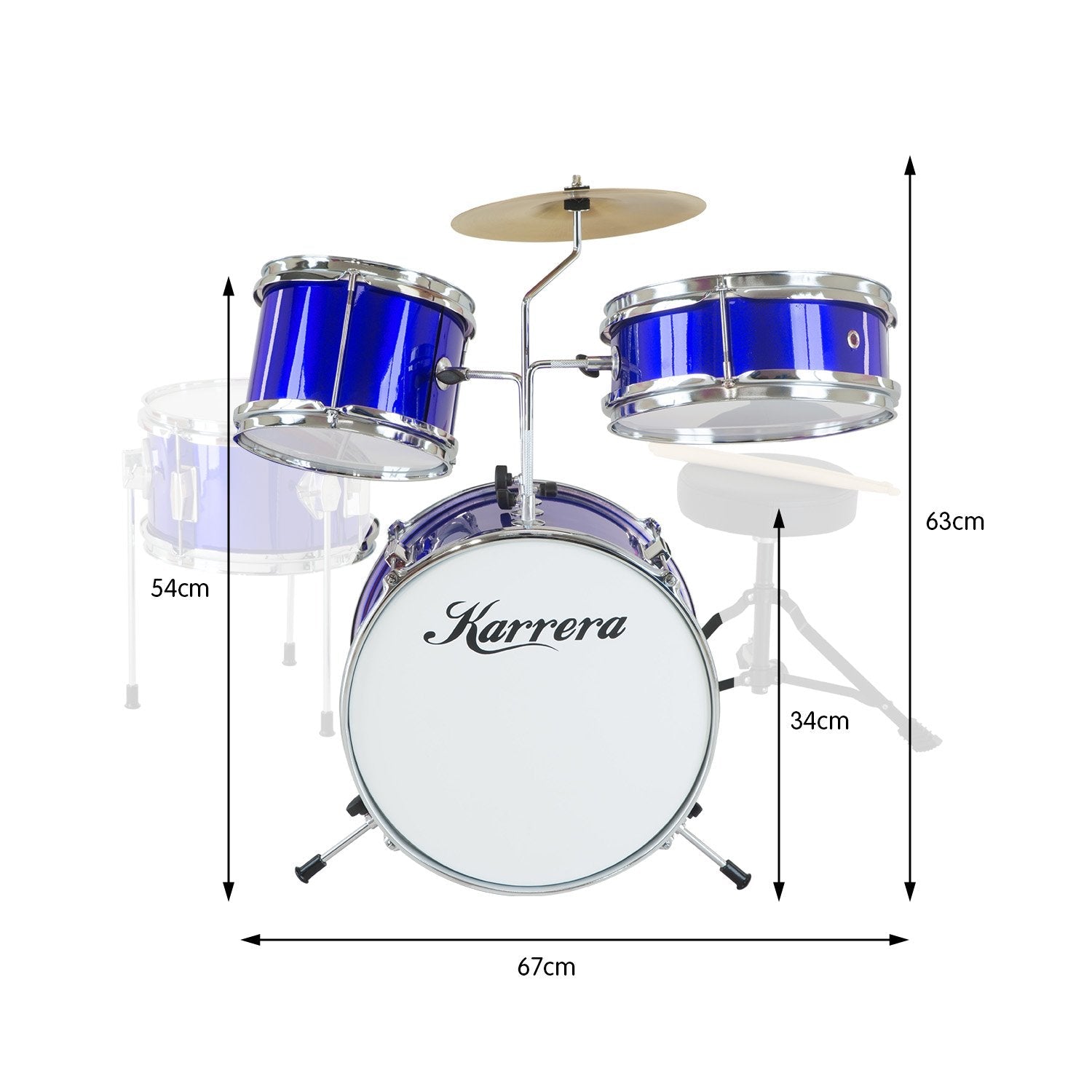 Karrera Children's 4pc Drum Kit - Blue Karrera