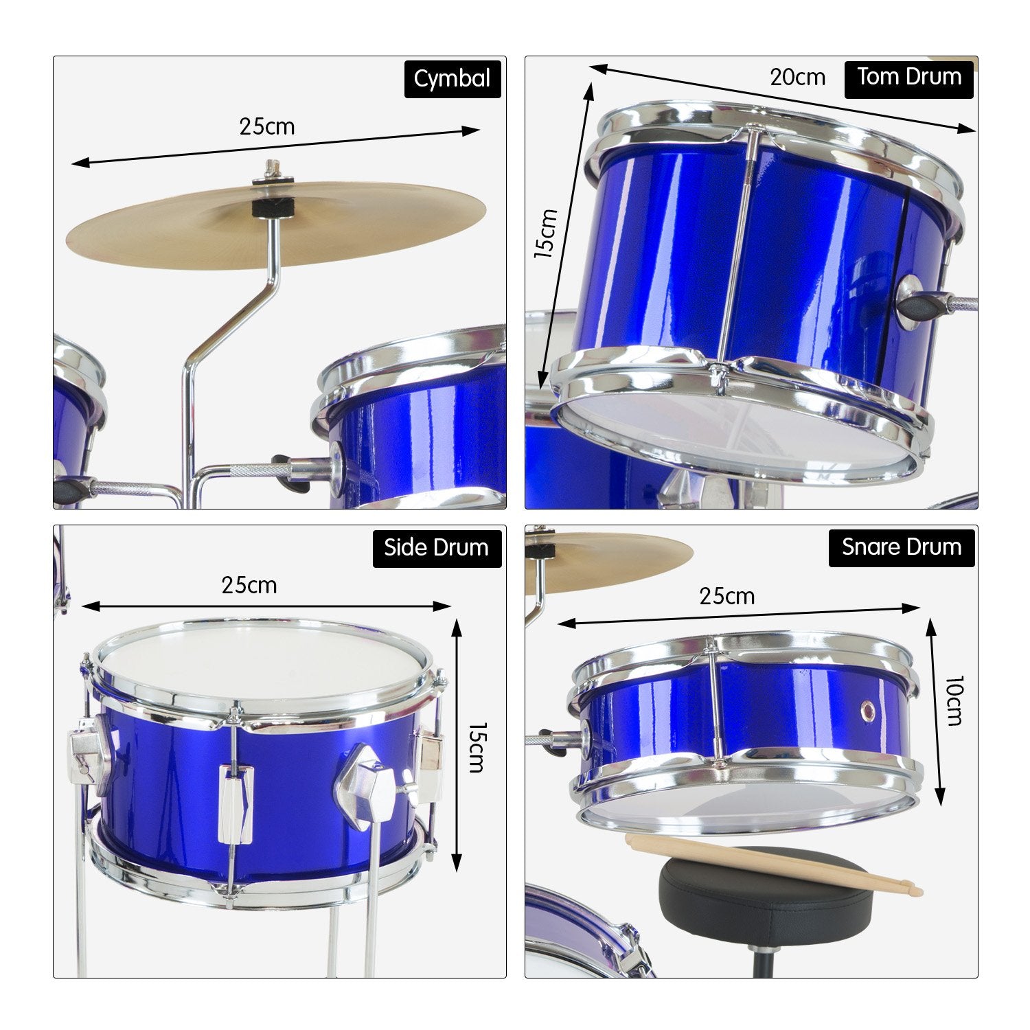 Karrera Children's 4pc Drum Kit - Blue Karrera
