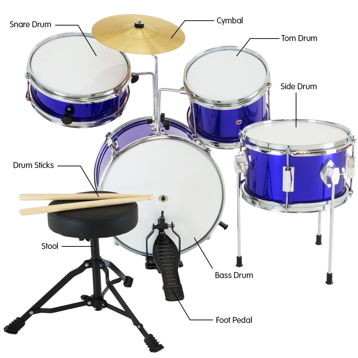 Karrera Children's 4pc Drum Kit - Blue Karrera