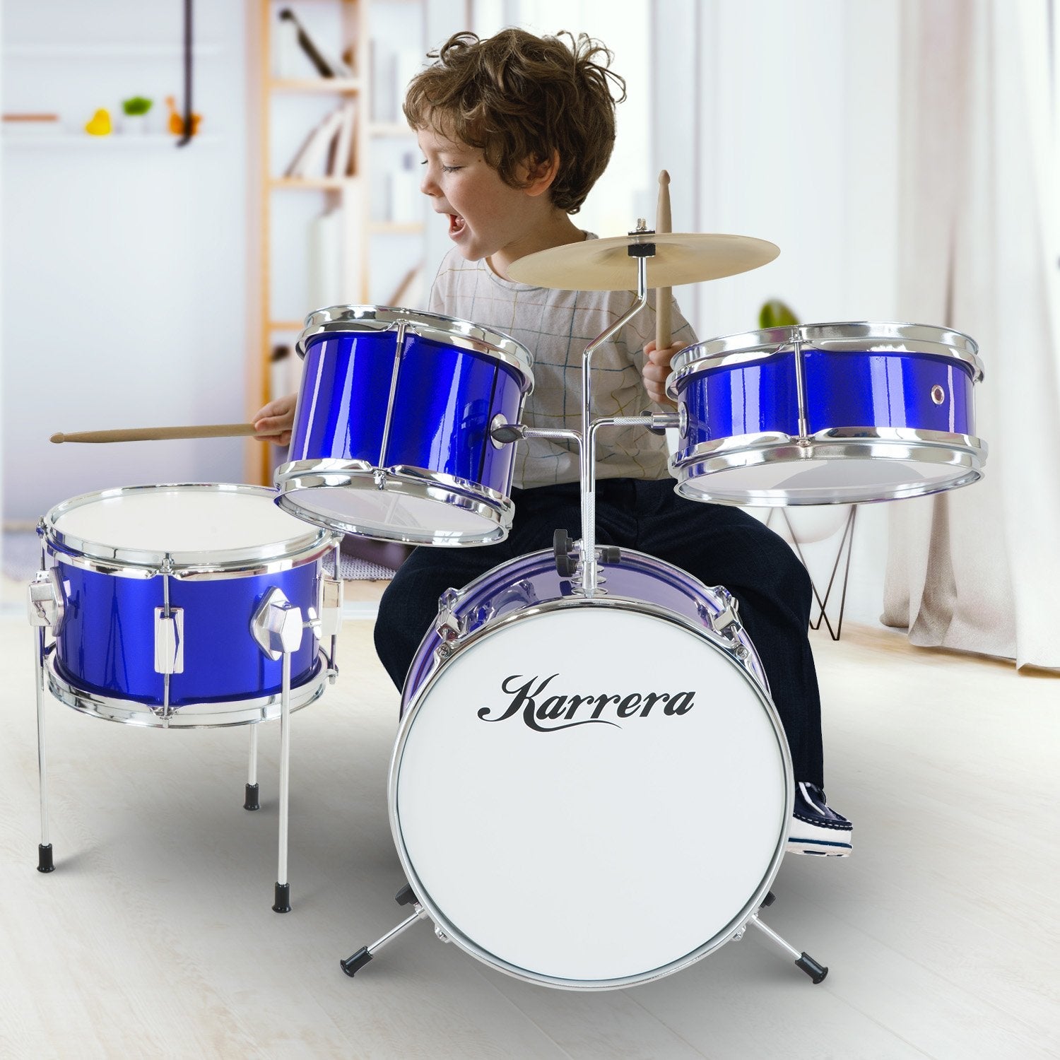 Karrera Children's 4pc Drum Kit - Blue Karrera