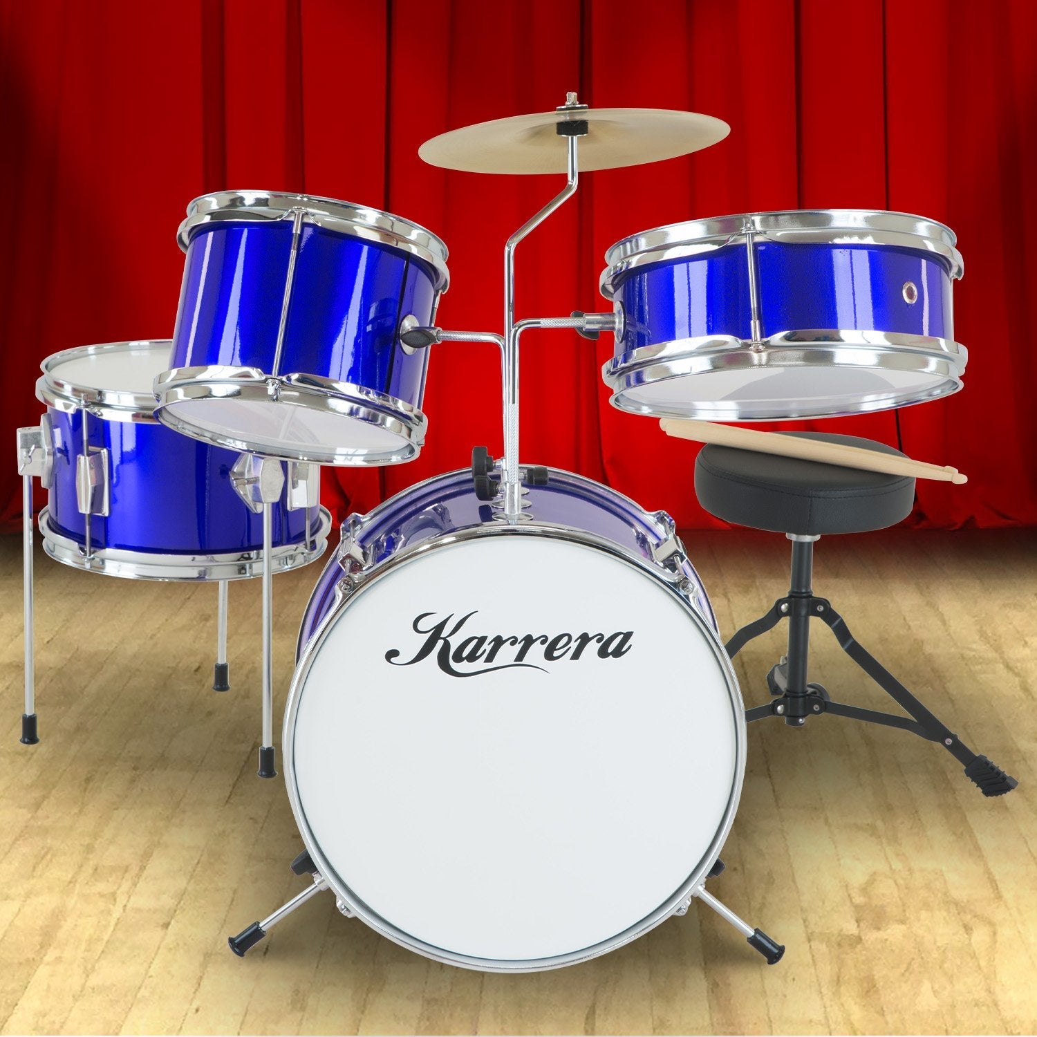 Karrera Children's 4pc Drum Kit - Blue Karrera