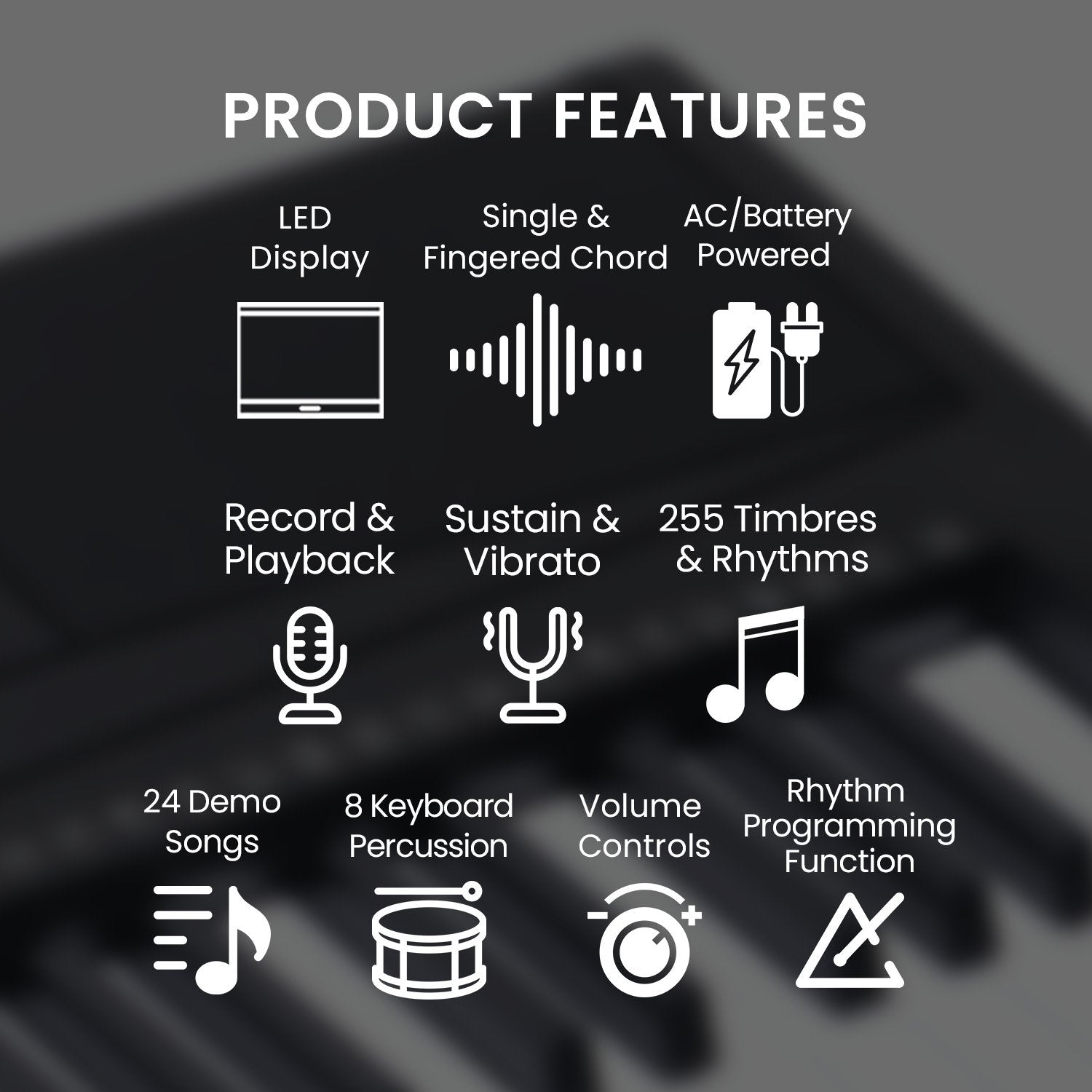 Karrera 61-Key Electronic Piano Keyboard 75cm with Stand - Black Karrera