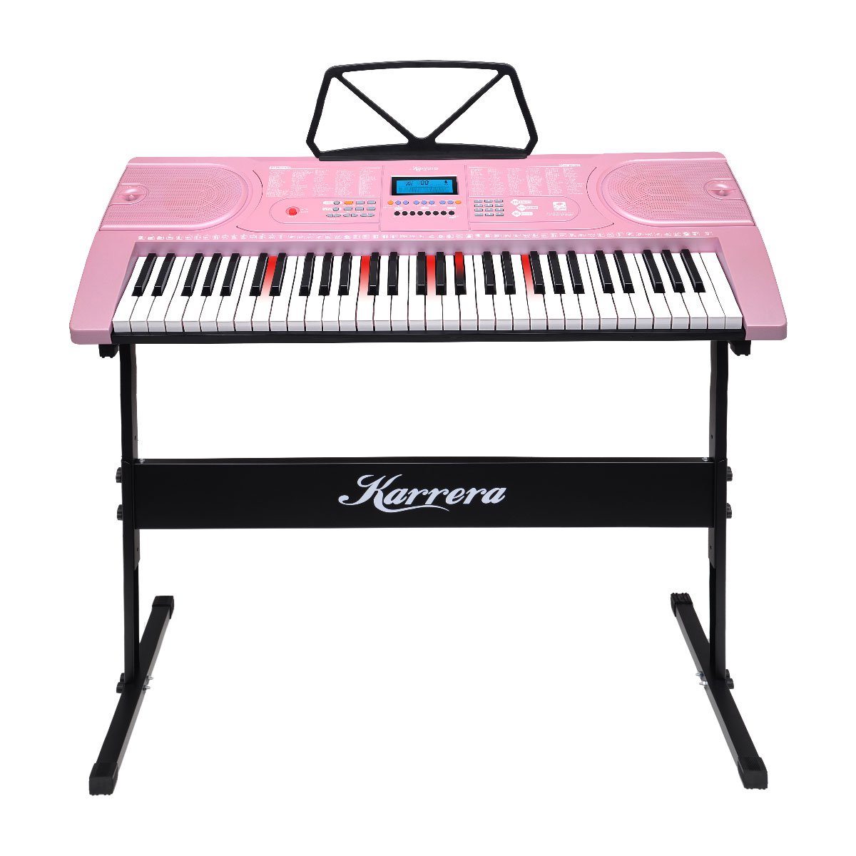 Karrera 61 Keys Electronic LED Piano Keyboard with Stand - Pink Karrera