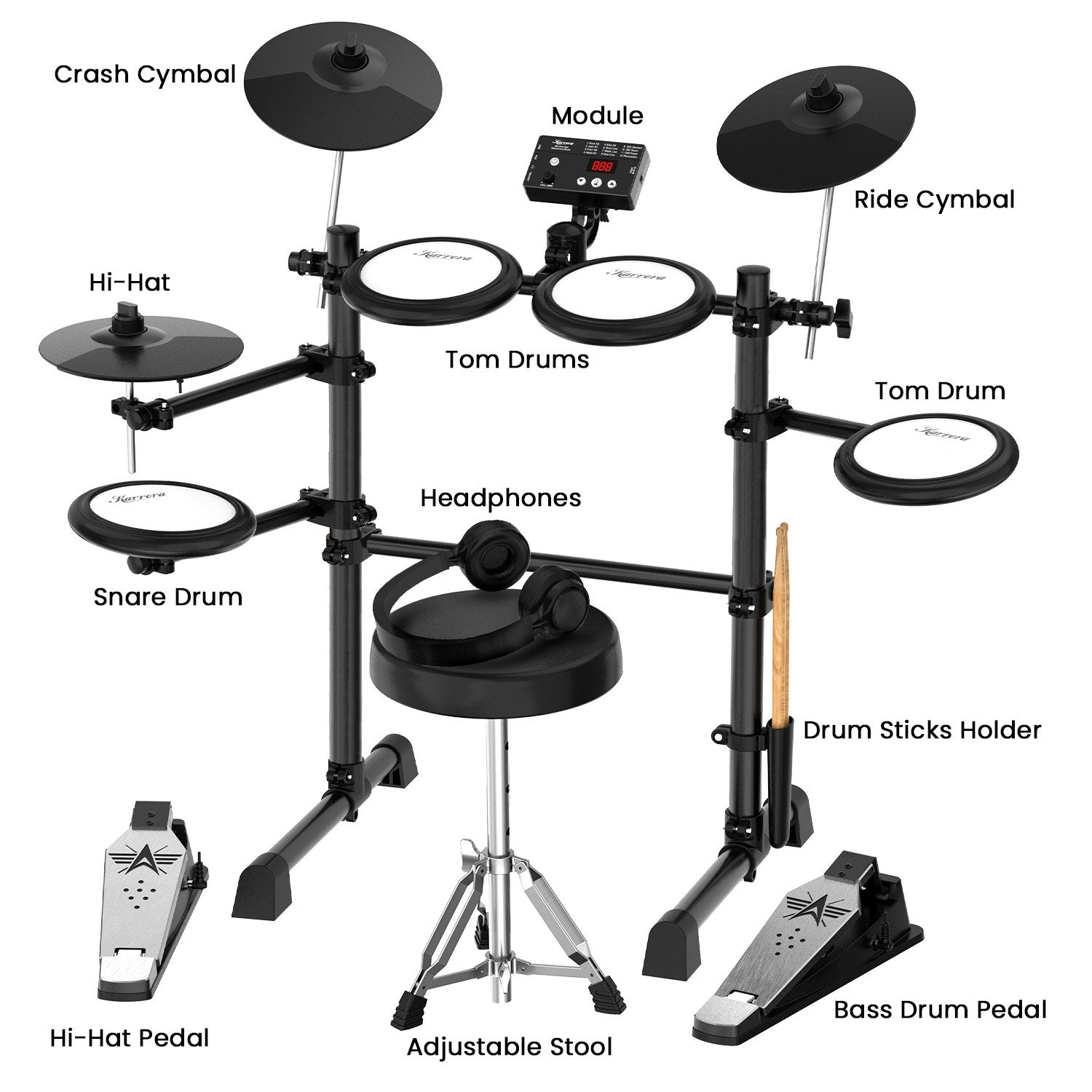 Karrera TDX-16 Electronic Drum Kit with Pedals Karrera