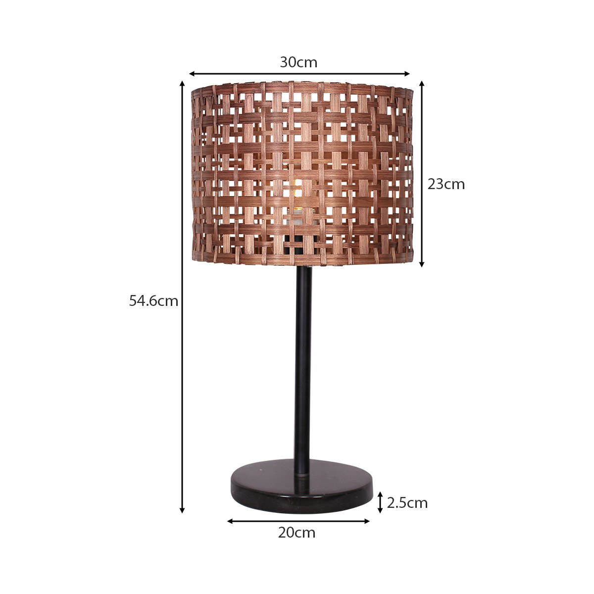 Sarantino Rattan Desk Lamp With Black Marble Base Sarantino