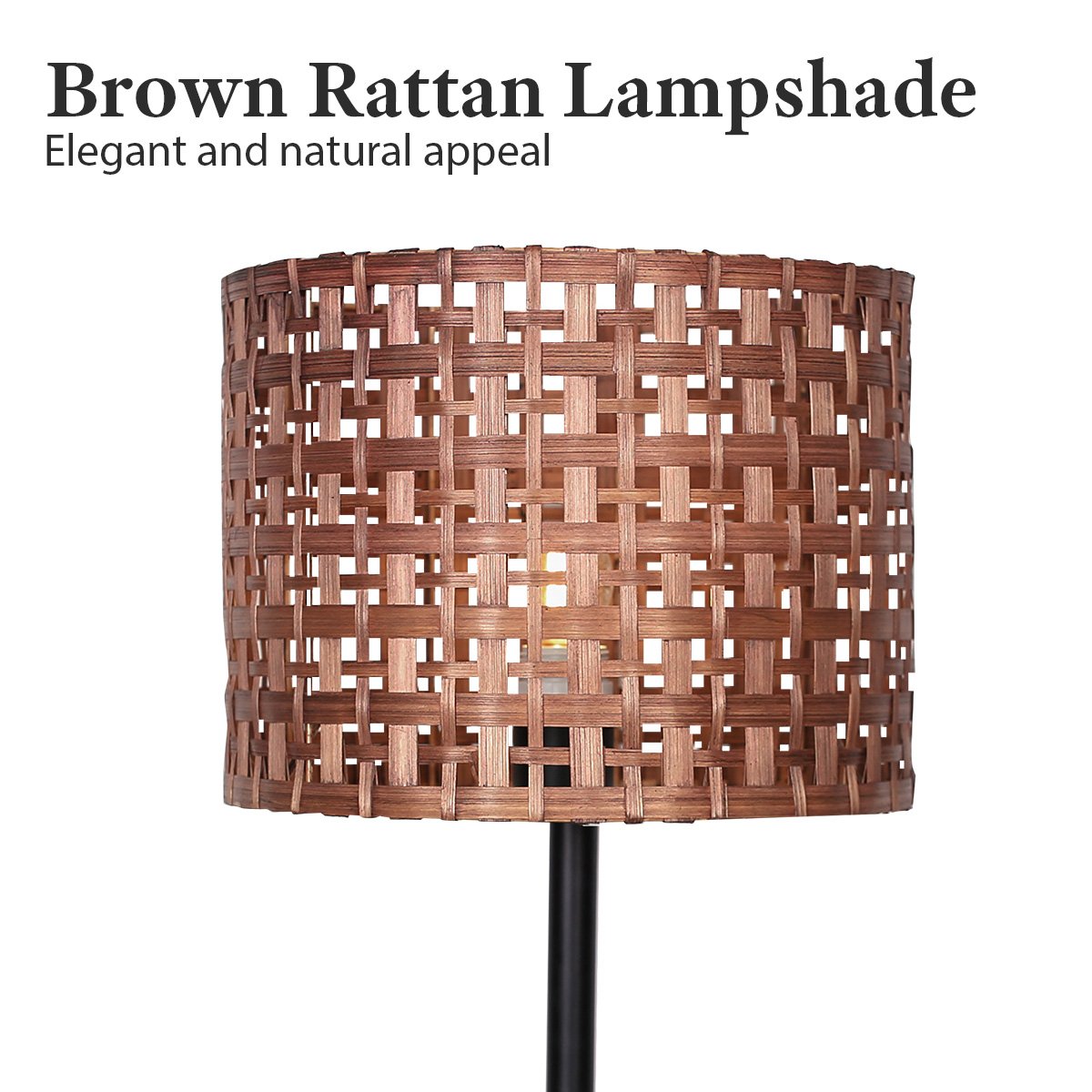 Sarantino Rattan Desk Lamp With Black Marble Base Sarantino