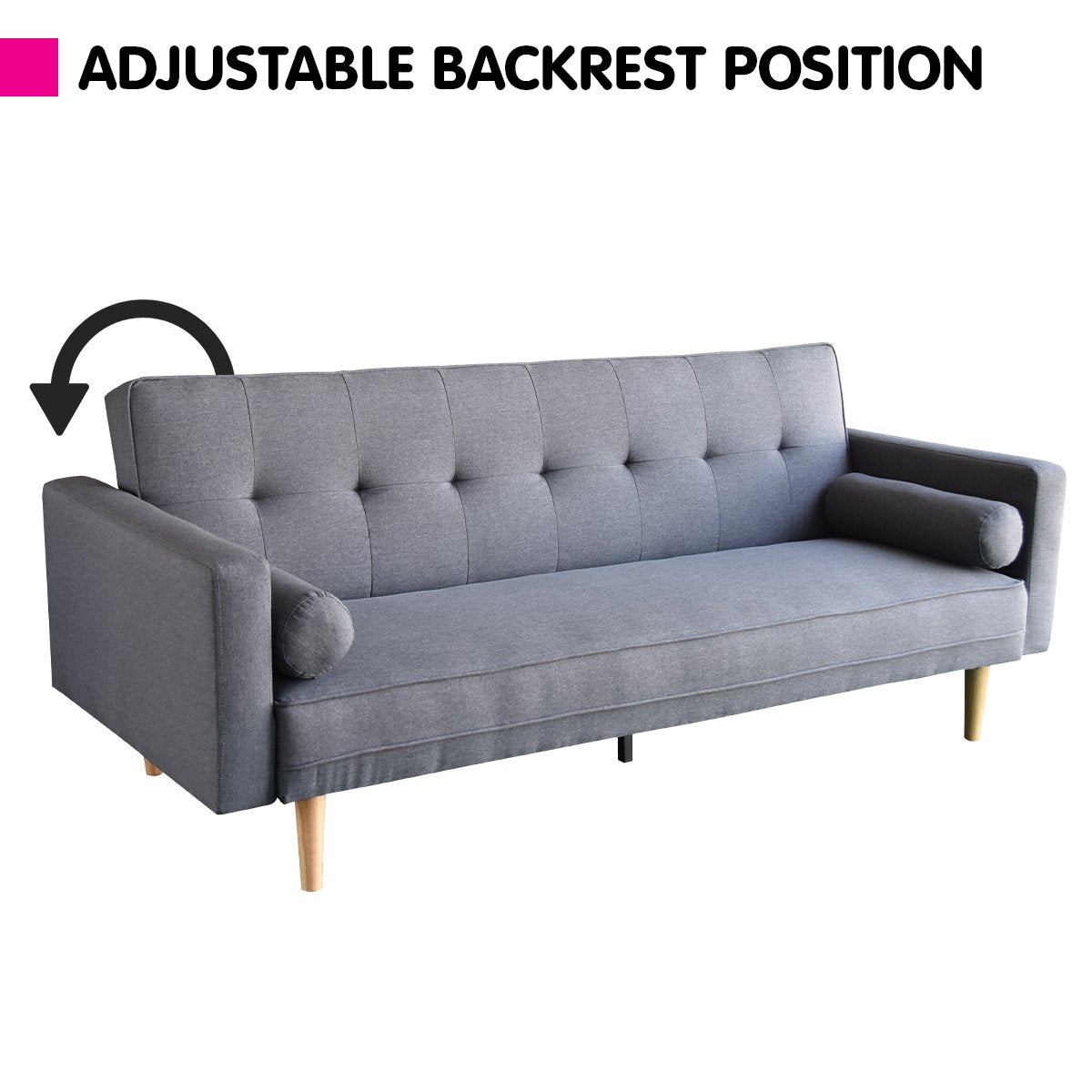 Sarantino Madison Sofa Bed Lounge Couch Futon Furniture Home Dark Grey Linen Suite Sarantino