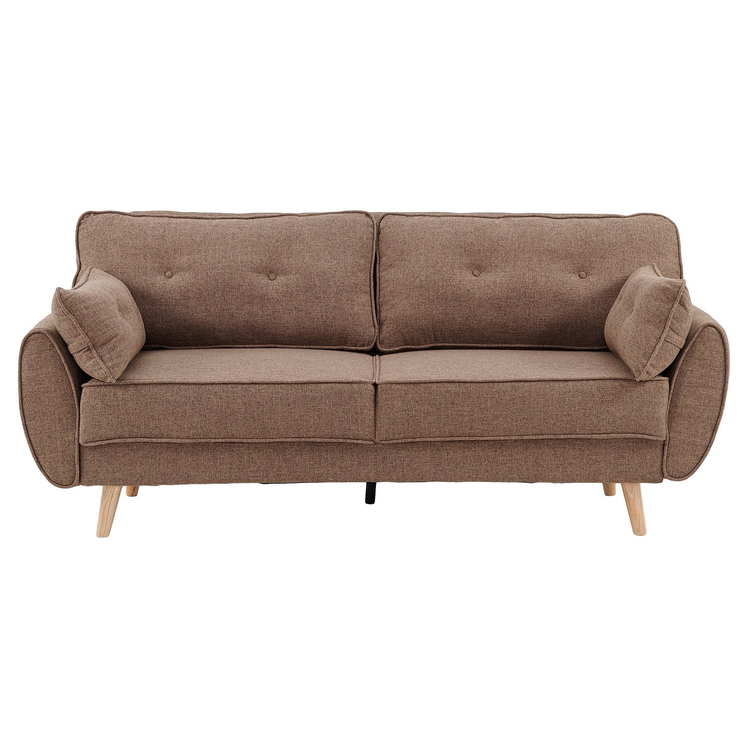 Sarantino 3 Seater Modular Linen Fabric Sofa Bed Couch Futon Suite - Brown Sarantino