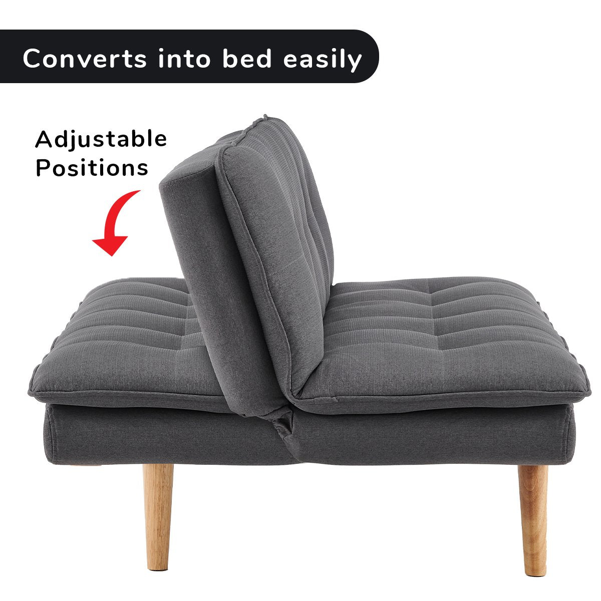 Sarantino 3 Seater Linen Sofa Bed Couch Lounge Futon - Dark Grey Sarantino