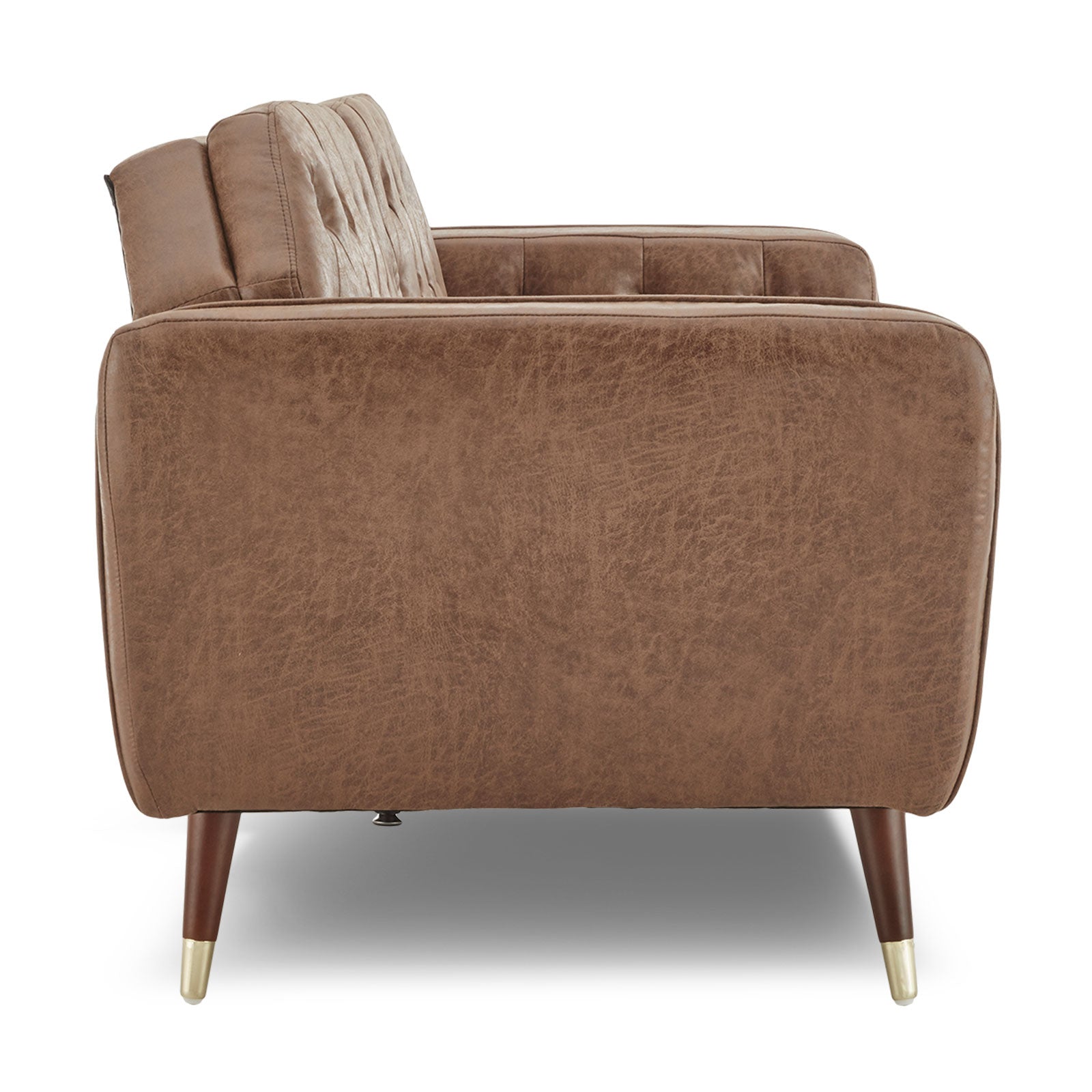 Sarantino Faux Velvet Tufted Sofa Bed Couch Futon - Brown Sarantino