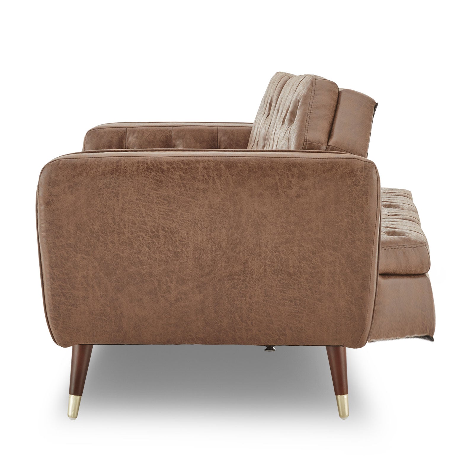 Sarantino Faux Velvet Tufted Sofa Bed Couch Futon - Brown Sarantino