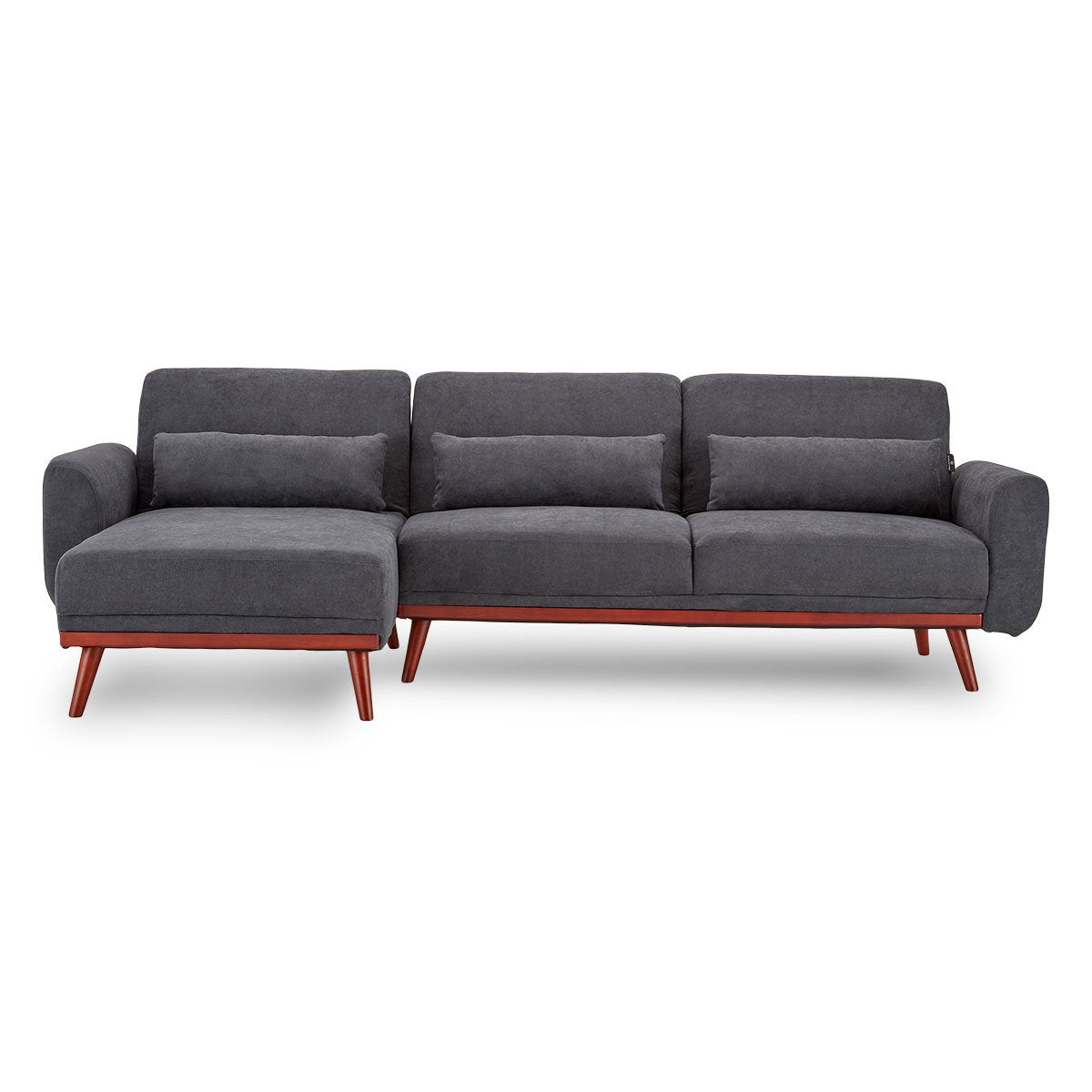Sarantino Faux Velvet Sofa Bed Couch Lounge Chaise Cushions Dark Grey Sarantino