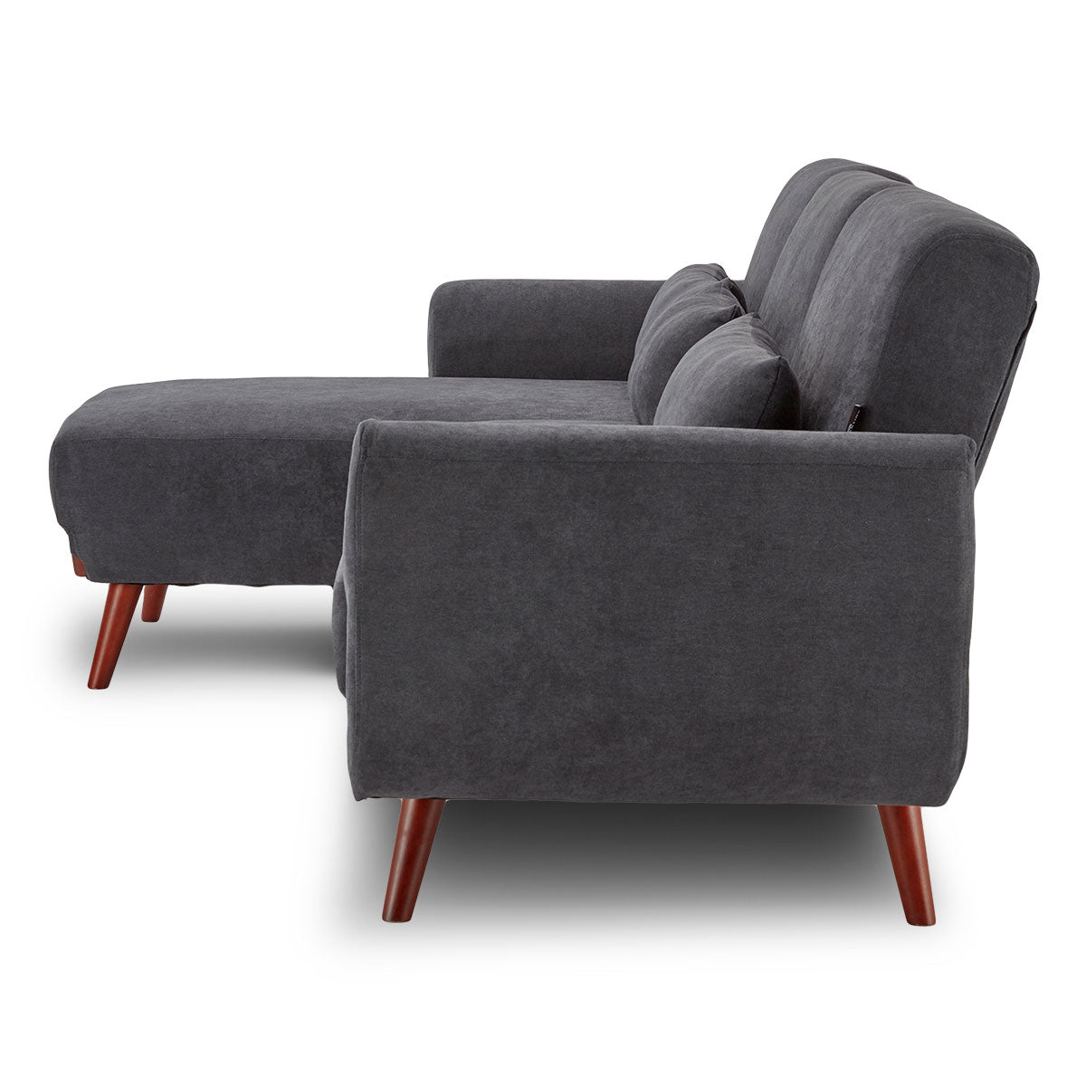 Sarantino Faux Velvet Sofa Bed Couch Lounge Chaise Cushions Dark Grey Sarantino