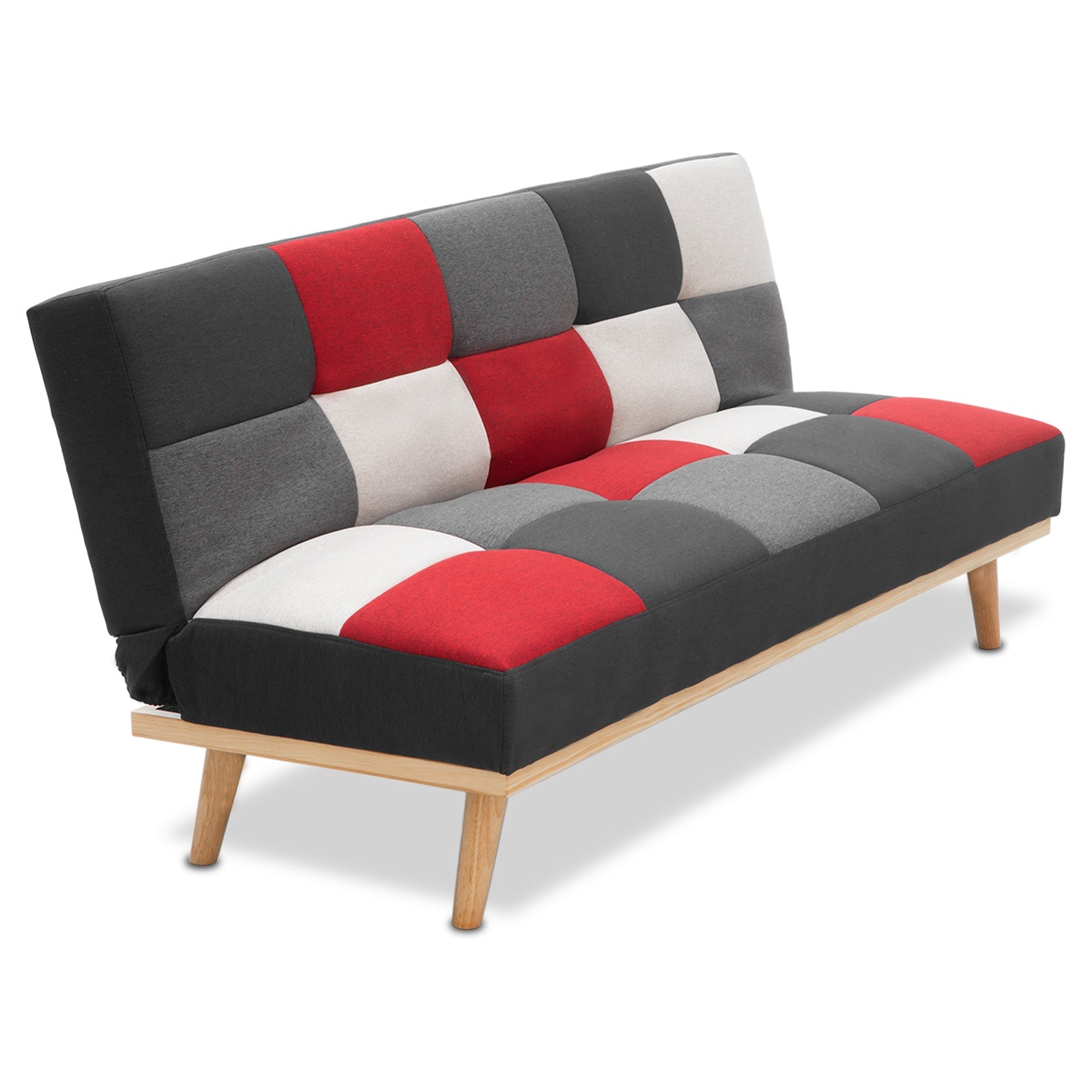 Sarantino 3 Seater Modular Linen Fabric Wood Sofa Bed Couch - Multi-colour Sarantino