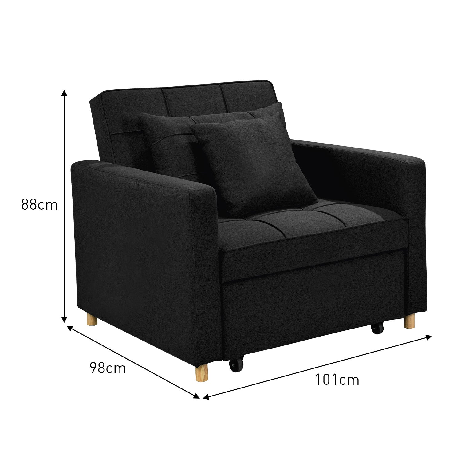 Sarantino Suri 3-in-1 Convertible Lounge Chair Bed - Black Sarantino